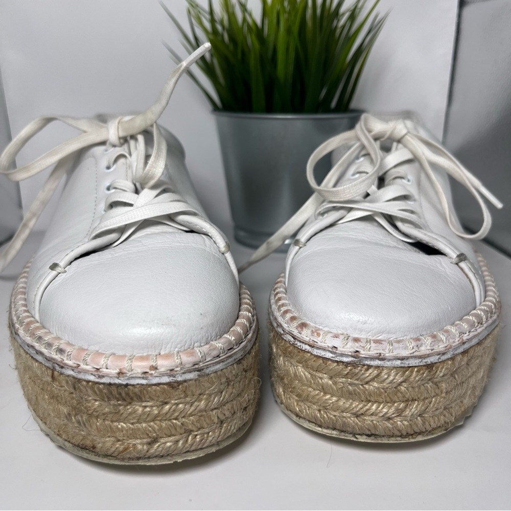 Rag & Bone Kent Platform Leather & Jute Espadrille Sneakers White 38 Classic - Picture 3 of 12